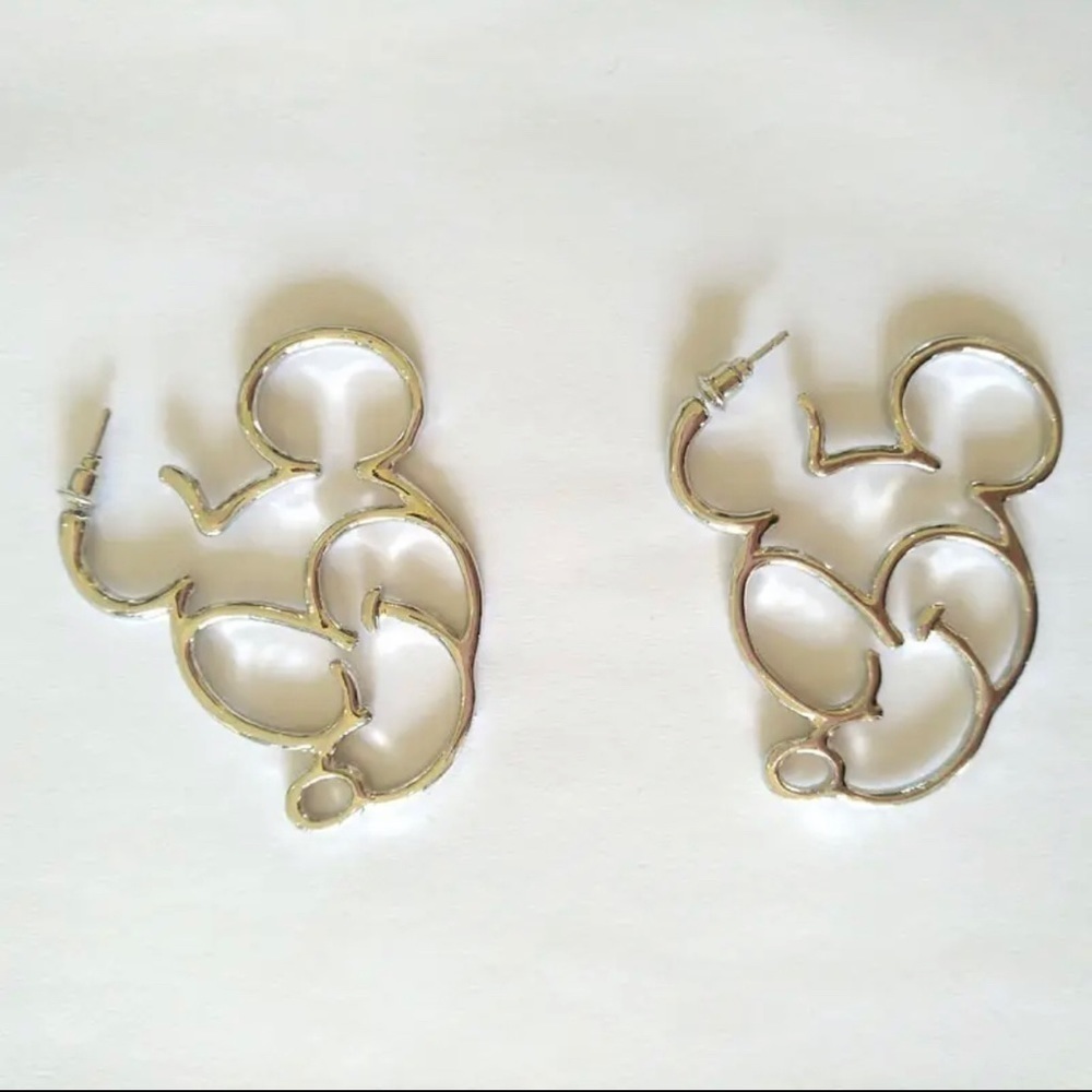 18K White Gold/ Rhodium Plated Mickey Mouse Head Earrings - Picture 4 of 4